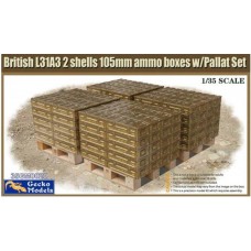 GECKO 1/35 British L31A3 2 shells 105mm ammo boxes w/Pallet Set