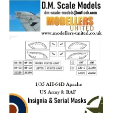 DM Mask 1/35 AH-64D Apache US Army & RAF Insignia & Serial Masks