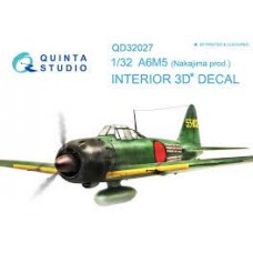 Quinta QD32027 1/32 A6M5 ( Nakajima Prod )  3d-Printed  Interior Decal