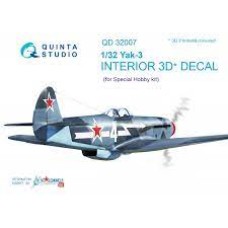 Quinta QD32007 1/32 Yak-3 3d-Printed  Interior Decal