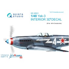 Quinta QD48001 1/48 Yak-3 3d-Printed  Interior Decal