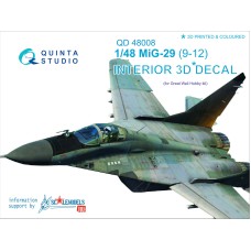 Quinta QD48008 1/48 Mig-29 ( 9-12 ) 3d-Printed  Interior Decal