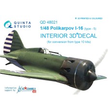 Quinta QD48021 1/48 Polikarpov I-16 ( Type-5 ) 3d-Printed  Interior Decal
