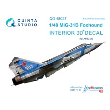 Quinta QD48027 1/48 Mig-31B Foxhound  3d-Printed  Interior Decal