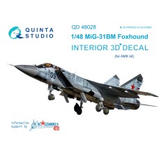 Quinta QD48028 1/48 Mig-31BM Foxhound 3d-Printed  Interior Decal