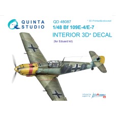 Quinta QD48087 1/48 Bf-109 E-4/E-7 3d-Printed  Interior Decal