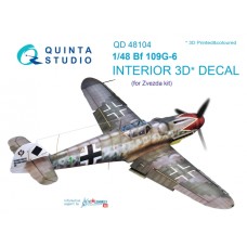 Quinta QD48104 1/48 Bf109G-6 3d-Printed  Interior Decal