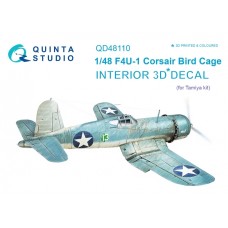 Quinta QD48110 1/48 F4U-1 Corsair Bird Cage 3d-Printed  Interior Decal