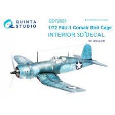 Quinta QD72023 1/72 F4U-1 Corsair Bird Cage 3d-Printed  Interior Decal