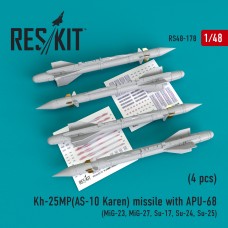 Reskit RS48-0178 1/48 Kh-25MP(AS-10 Karen) missile with APU-68 (4 pcs)
