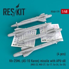 Reskit RS48-0179 1/48 Kh-25ML (AS-10 Karen) missile with APU-68 (4 pcs) 