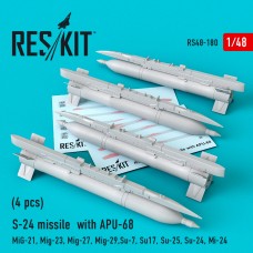 Reskit RS48-0180 1/48 S-24 missile with APU-68 (4 pcs)