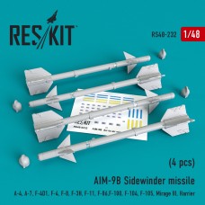 Reskit RS48-0232 1/48 AIM-9B Sidewinder missile (4 pcs)