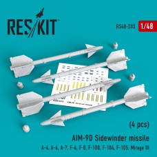 Reskit RS48-0233 1/48 AIM-9D Sidewinder missile (4 pcs)