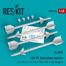 Reskit RS48-0234 1/48 AIM-9E Sidewinder missile (4 pcs)