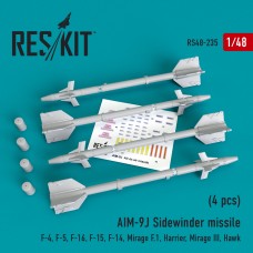 Reskit RS48-0235 1/48 AIM-9J Sidewinder missile (4 pcs)