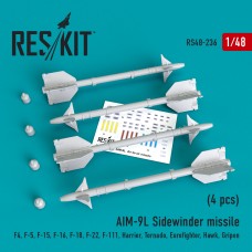 Reskit RS48-0236 1/48 AIM-9L Sidewinder missile (4 pcs)