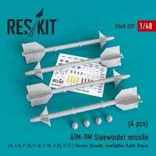 Reskit RS48-0237 1/48 AIM-9M Sidewinder missile (4 pcs)