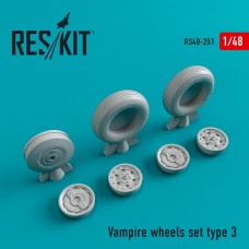 Reskit RS48-0251 1/48 De Havilland Vampire type 3 wheels set