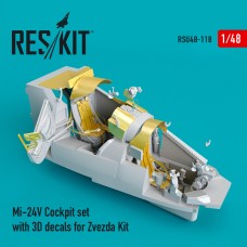 Reskit RSU48-0118 1/48 Mil Mi-24V/VP Cockpit set with Quinta Studio 3D decals